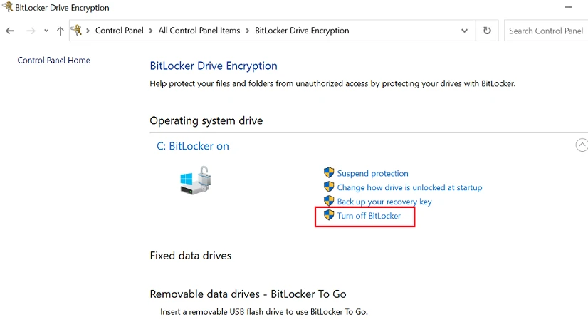 How to turn off BitLocker in Windows 11