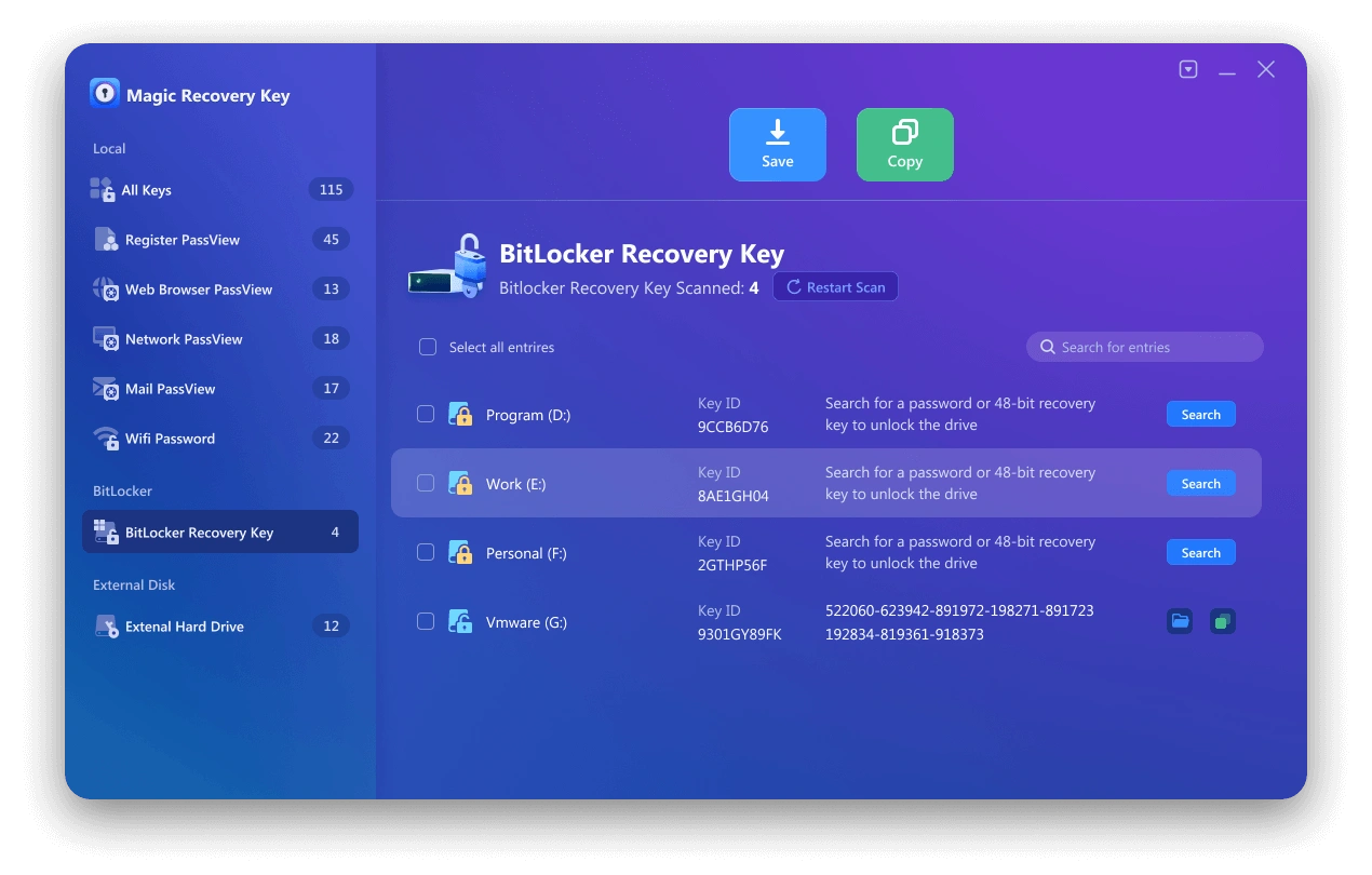 사용 단계-마법 복구 키