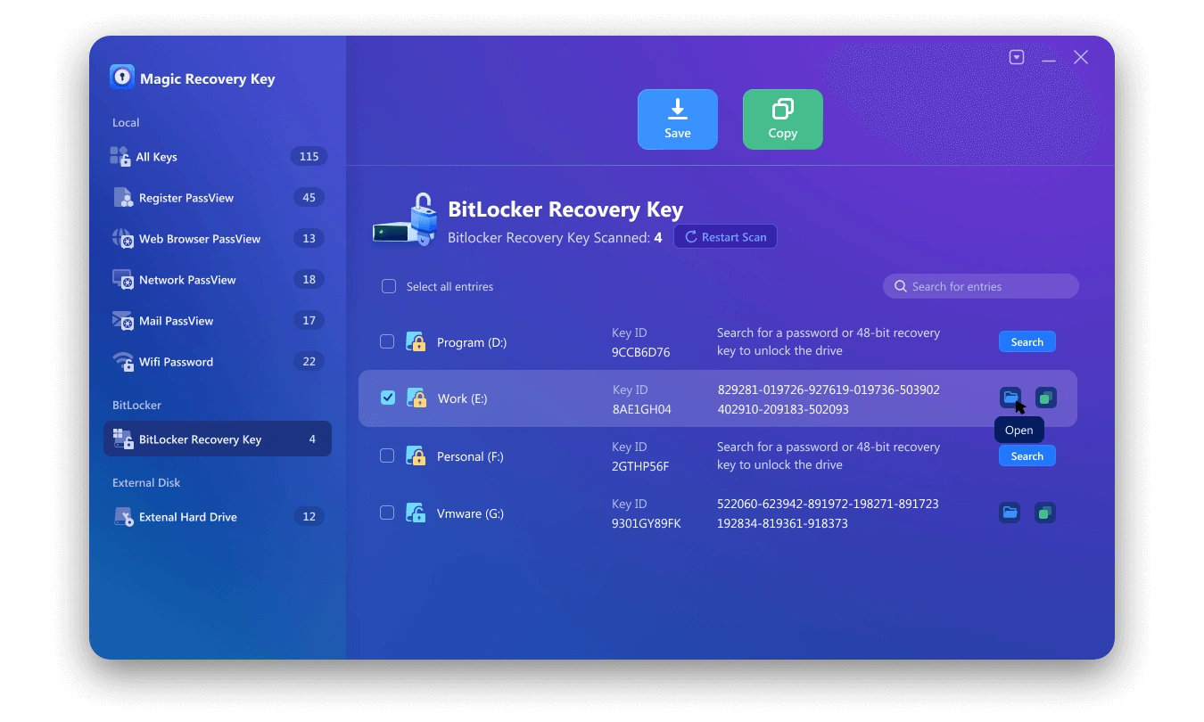 사용 단계-마법 복구 키