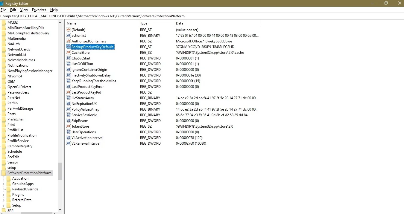 Windows-11のレジストリを使用してWindows-11のプロダクトキーを検索する